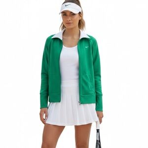 Nike FITDRY Green Full Zip Track Jacket Women’s Medium Logo Athletic Zip Up